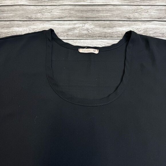 Soprano Womens Blouse Top Shirt Black S SM Small Crew Scoop Neckline Lightweight - Picture 3 of 12
